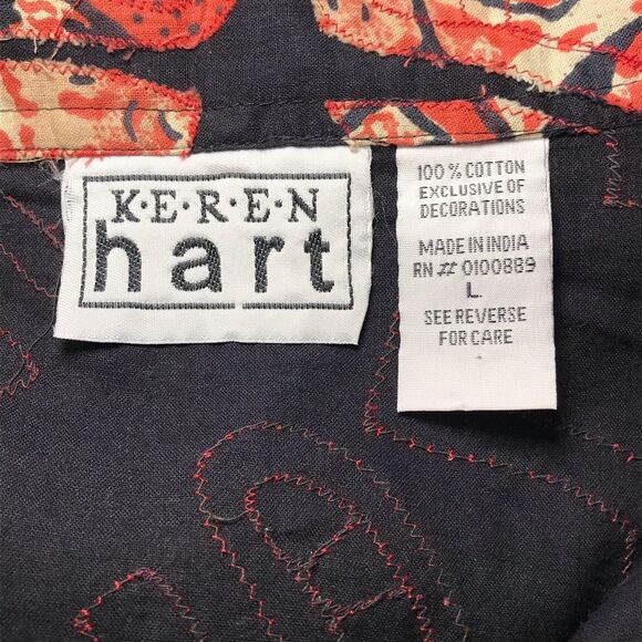 K-E-R-E-N Hart Collared Jacket Abstract Designed Raw Edge Appliqued Size LARGE - Picture 5 of 7